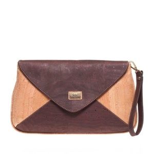Two Tone Cork Clutch w/ removable shoulder strap